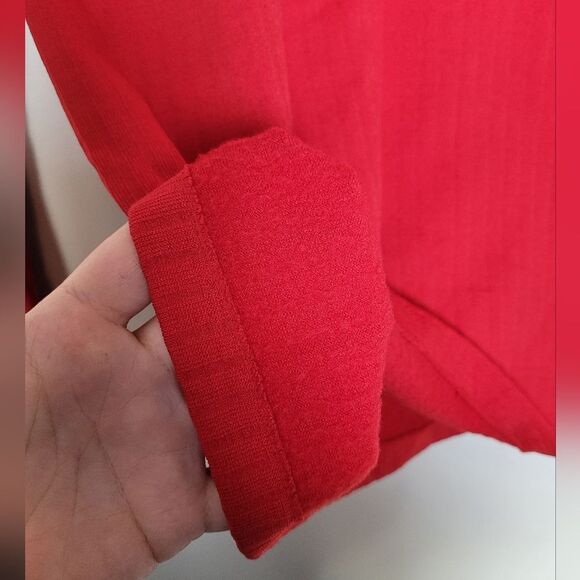 NEW Red Grid Print Thermal Long Sleeve Base Layer Felt Lined Stretchy Medium - Picture 10 of 12